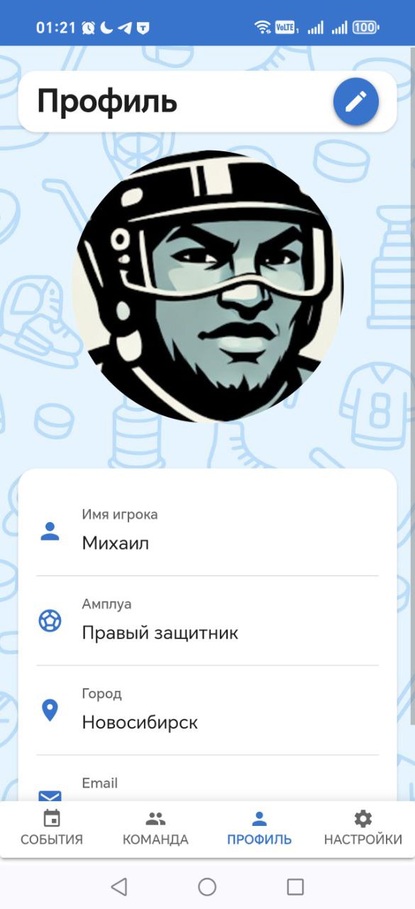 Профиль игрока с амплуа